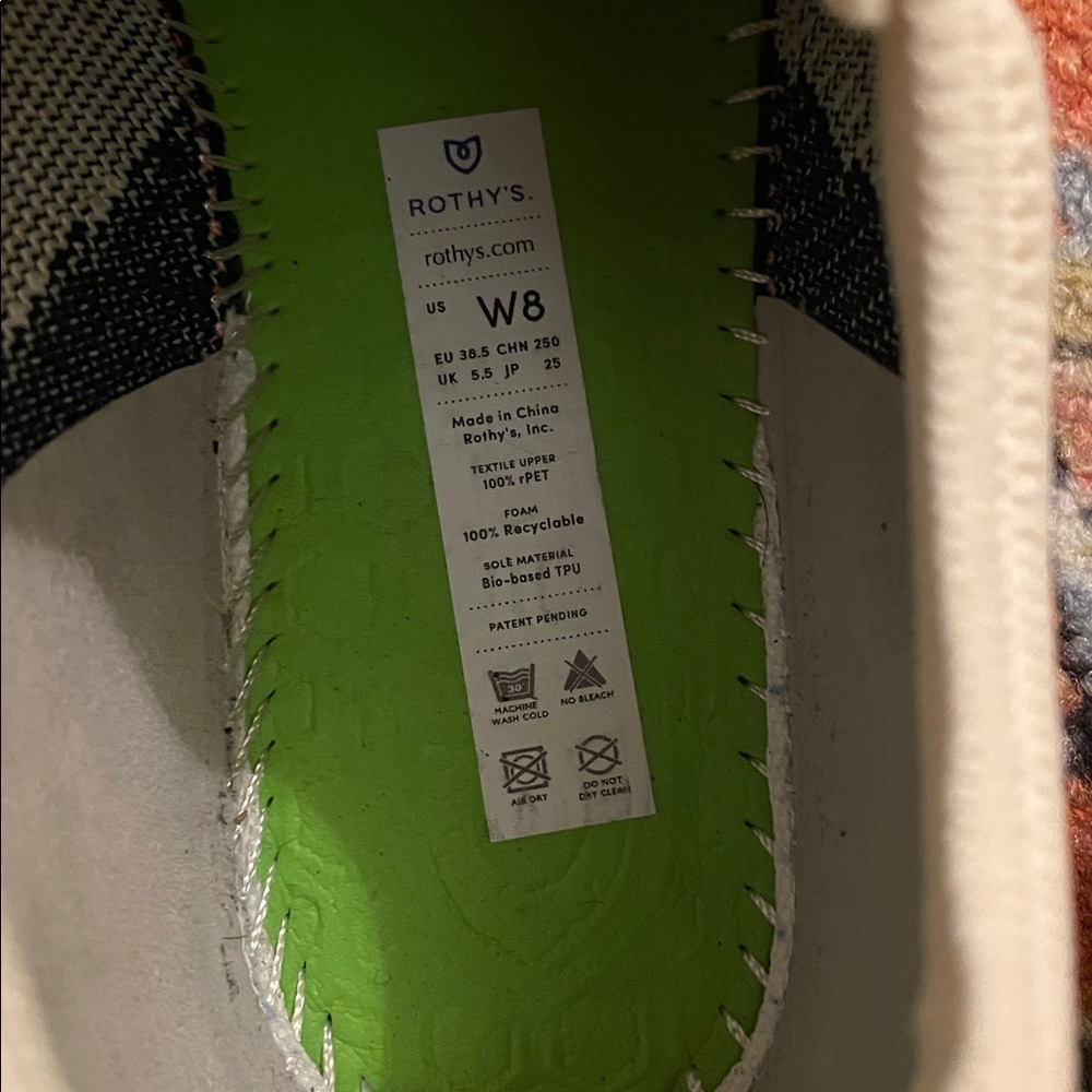 Rothy’s Lace Up Sneaker Cream and Navy | Women’s Size 8 - Picture 7 of 9